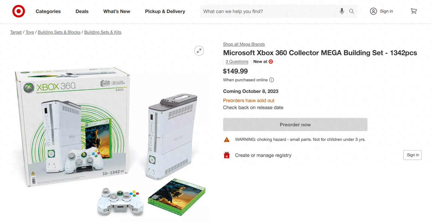 Mega积木联名微软推出Xbox 360游戏机拼装模型，售150美元