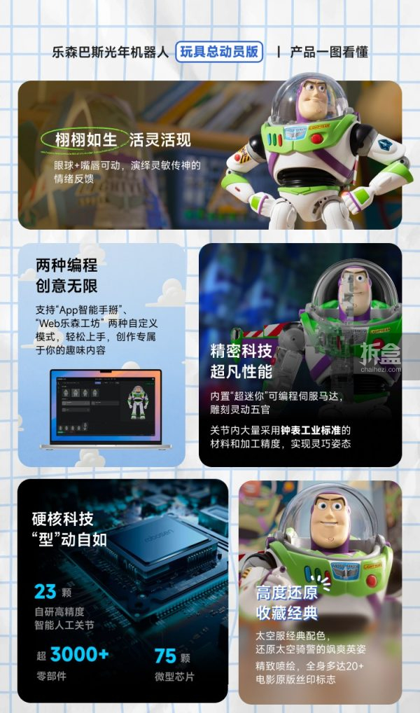 乐森机器人 玩具总动员 巴斯光年 37.2cm 可编程智能语音交互可动人偶